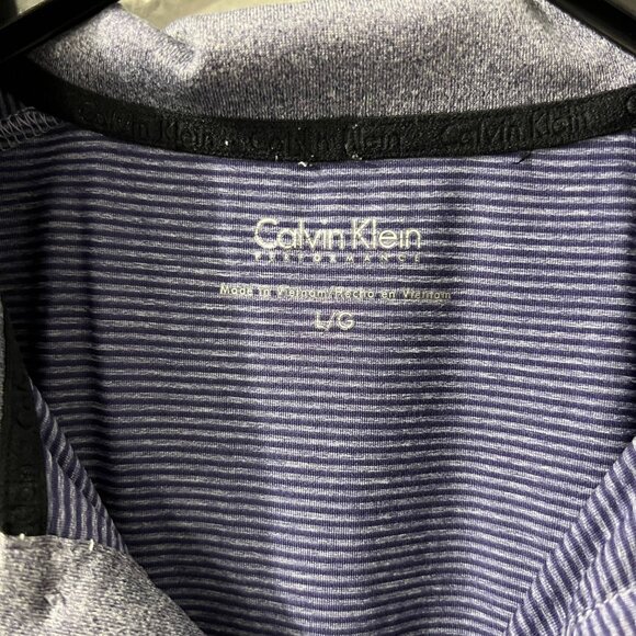 Calvin Klein Performance Mens Striped Polo Shirt Purple‎ Size Large - Picture 2 of 9